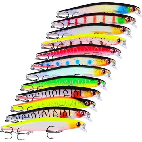 12pcs/set 11cm/13g Artificial VIB ABS Plastic Hard Bait Anti-corrosion Bass 6# With Sharp Hook 3D Eyes Waterproof Bionic Bait