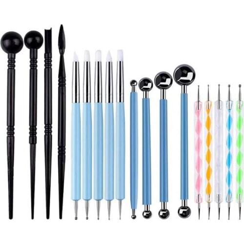 18Pcs Polymer Modeling Clay Sculpting Tools Dotting Tools Ceramic Clay Indentation Tools for Pottery Sculpture