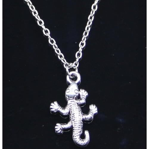 20pcs New Fashion Necklace 25x15mm gecko lizard Pendants Short Long Women Men Colar Gift Jewelry Choker