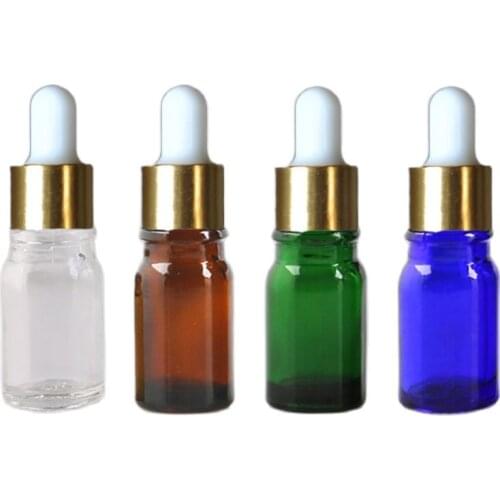 30PCS Essential Oil Glass Bottles Dropper Pipette Vial Small Glass Bottle Botella De Aceites 5ml 10ml Green Blue Brown Color