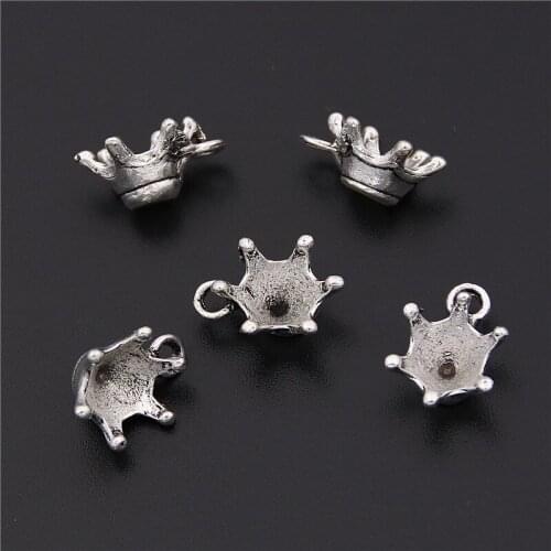 30pcs Silver Color Small 3D Crown Charms Pendant Fit Necklace Bracelet Diy Pendants For Jewelry A2451