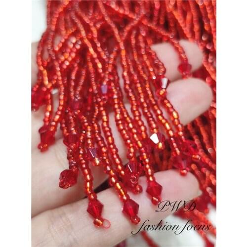 5Yards red beaded Fringe Ribbon Trim Fringe Tassel Lace Trim for Clothing Decoration