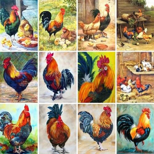 5D DIY Diamond Painting Red Rooster Rhinestone Picture Full Square Full Diamond Embroidery Gift Mosaic Home Cross Stitch Kit