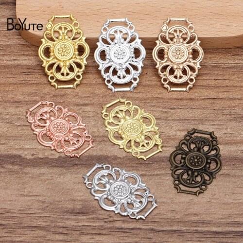 BoYuTe (50 Pieces/Lot) 21*31MM Metal Brass Filigree Flower Jewelry Accessories Diy Hand Made Materials Wholesale