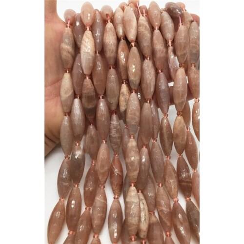 Natural Sunstone Faceted Olive Shape Beads 10x30mm