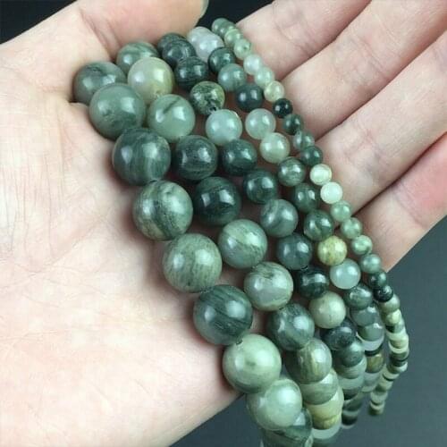Natural Stone Green Hair Quartz Smooth Loose Spacer Beads For Jewelry Making DIY Bracelet Necklace Accessories 15''6/8/10/12mm
