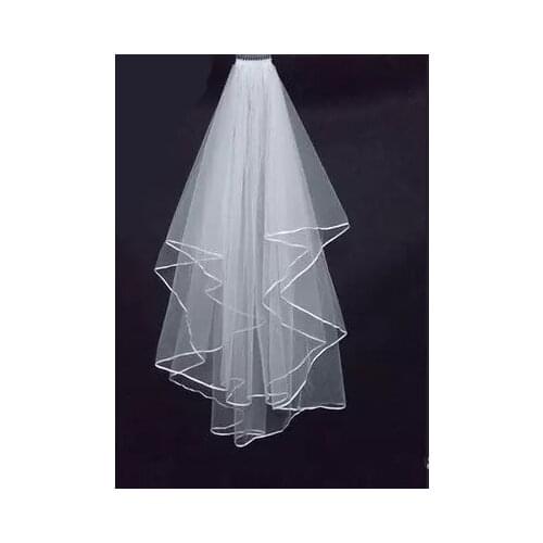 New Arrival Wedding Accessories Two Layer Ribbon Edge White Ivory Wedding Veils Bridal Veil With Comb
