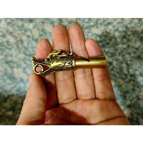 CHINA antique brass fengshui Faucet whistle small Statue Metal crafts family decorations Key buckle Necklace pandent