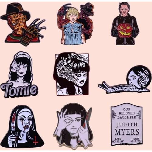 ZF1426 Horror Theme Series Metal Enamel Pins And Brooches For Women Men Lapel Pin Backpack Bags Hat Badge Gifts