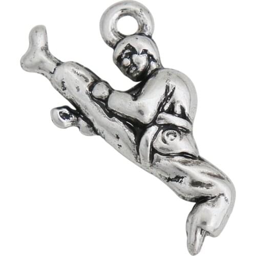 RAINXTAR Fashion Antique Silver Color Karate Kick Charms Alloy Martial Arts Charms 12*23mm 50pcs AAC1552