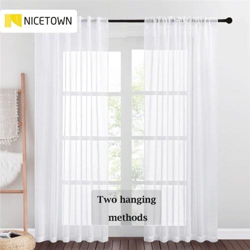 NICETOWN Sheer Curtains Voile Draperies Rod Pocket & Back Tab Sheer Window Treatment Patio Door Window Covering for Living Room