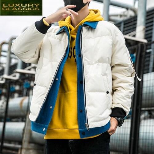 New Brand Mens 2021 Down Jacket Korean Casual Warm White Duck Down Coat Male Clothes 2021 Fashion Warm Down Parka LW2230