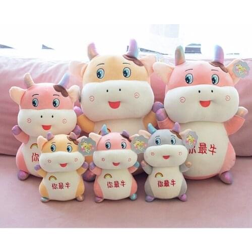 New toy lovely cartoon cattle plush toy Mascot cow throw pillow soft doll kids toy Xmas gift b0373