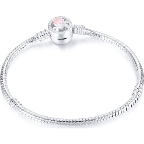 2021 new pandora bracelet diy basic chain spring new spring flower snake bone chain suitable for ladies gifts