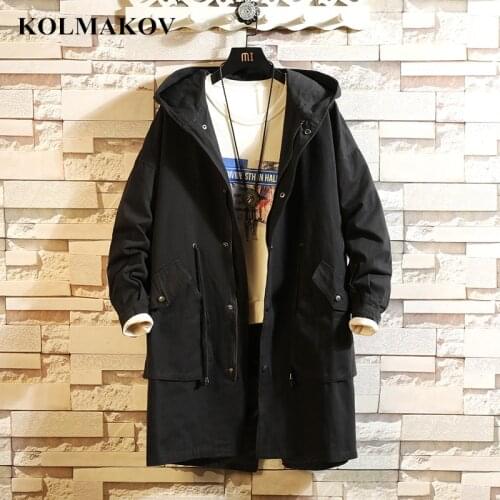 KOLMAKOV New 2019 Mens Trench Coats Spring Casual Long Jackets Coats Men Wear-resisting Black Windbreakers Mans Overcoats M-5XL