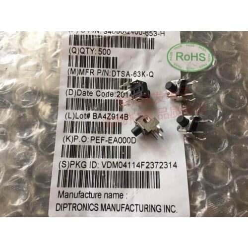 Original new 100% import DIP DTSA-63K light touch switch 6*6*7mm with bracket move horizontal 2pin