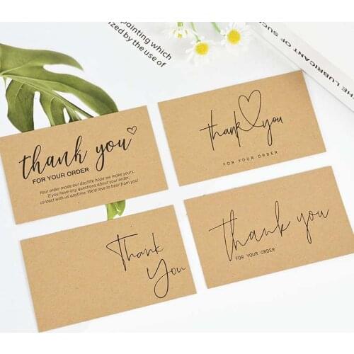 50Pcs Thank You For Your Order Card Kraft Paper Thank You Card Customer Greeting Tags For Business Purchase Gift Packing Decor