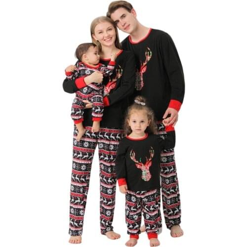 Christmas Deer Pajamas Set Family Matching Outfits Father Mother Children Baby Sleepwear Xmas Mommy and Me Pjs Clothes New Year