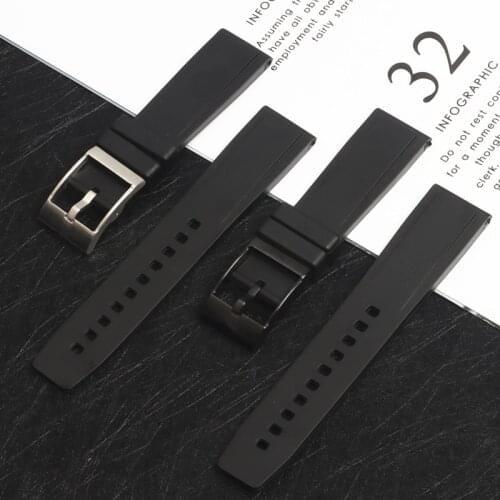 22mm top quality Silicone watch band For navitimer/avenger/Breitling strap rubber black flat watchband bracelet accessories