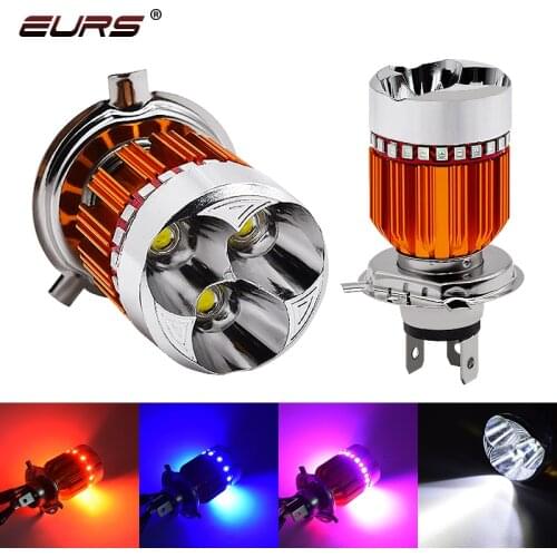 1pcs H4 LED Motorcycle Headlight Bulb HS1 LED Moto Scooter Light Hi/Lo with Angel eye Motor Bike Headlamp led car lights 12V 24V
