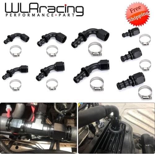 Universal AN6 AN8 AN10 Push-on Hose End Fittings Fuel Oil Cooler Hose Fitting Straight 45 90 180 Degree Reusable Connect Adapter