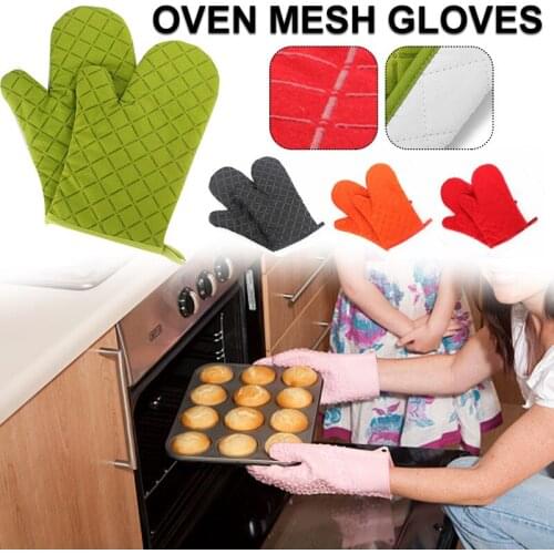 Oven Mitts Gloves for Kitchen cocina Baking Barbecue Heat Resistant Anti-slip Thicken Cotton Mittens Household Kitchen Tools