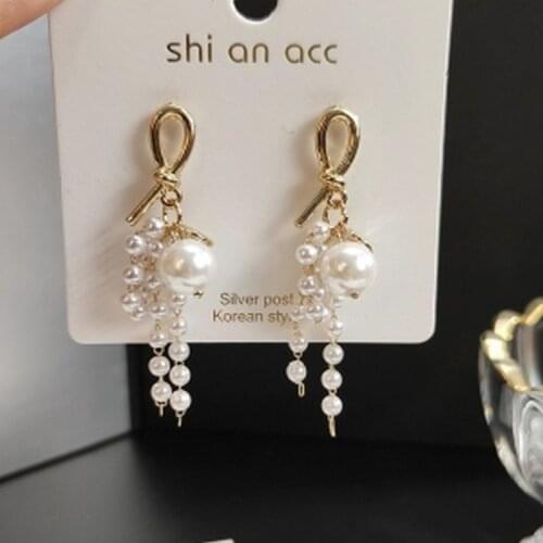 Punk Girl Fashion Earrings 2020 New Temperament Earrings Size Pearl Irregular Net Red Tassel Temperament Long Earrings Kloczyki