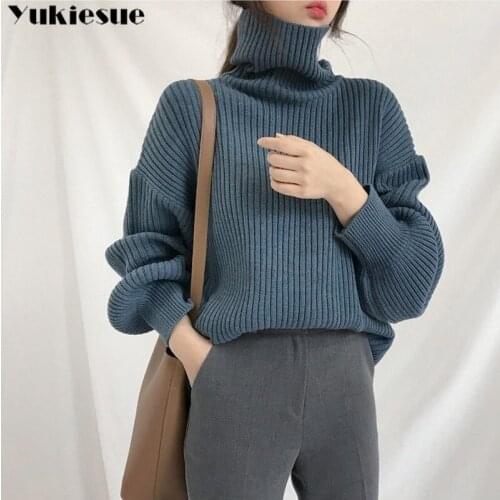 Women Turtleneck Sweaters Autumn Winter 2020 Pull Jumpers European Casual Twist Warm Sweaters Female oversized sweater Pull