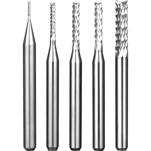 10pcs 0.5-2.0mm PCB Milling Cutter Set Carbide CNC Router Bits Tools PCB Machine Engraving Bit 3.175mm Shank CNC End Mills