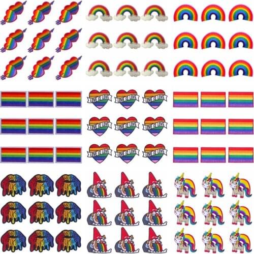 Pulaqi 10PCS LGBT Patch Rainbow Wholesale Patches Iron On Patches For Clothing Sticker Stripe Wholesale Dropship Custom Patch