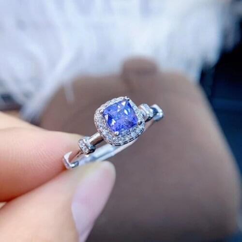 100% FashionRing Natural and real tanzanite Ring gemstone 925 sterling silver Fine jewelry