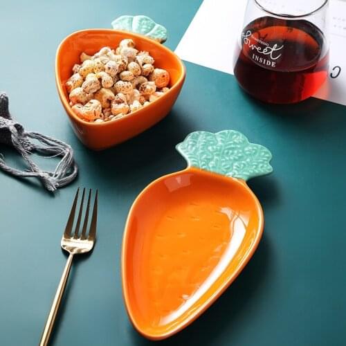 2Pcs Fruit complementary food cute meal cartoon Bowl plate carrot childrens snack ceramic Bowl baby small Bowl dinner plates