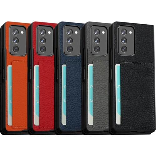 2021 New Protective Case for Samsung Galaxy Z Fold 2 5G Card Slot Case Cover Pouch Genuine Leather Case for Galaxy Z Fold2 5G
