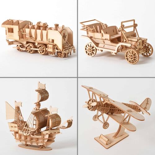 3d Puzzle Kit Model Building Wooden Constructor DIY Handmade Mechanical For Children Adult Game Assembly Wood Puzzle Toys