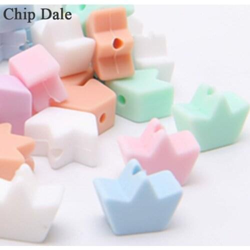 Chip Dale 50pcs Candy Color Crown Silicone Beads Baby Teething Toys Food Grade Silicone DIY Pacifier Chain Pendant Accessories