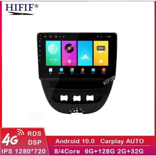 Carplay Android 10.0 Car Multimedia Video Player For Peugeot 107 Toyota Aygo Citroen C1 2005-2014 Radio Stereo GPS Navigation BT