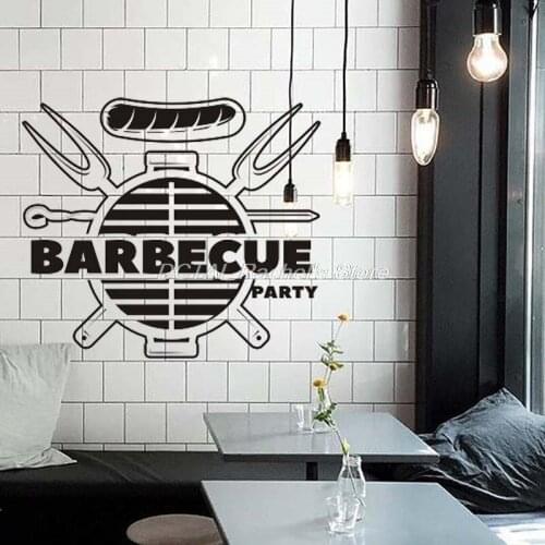 Barbeque Restaurant Sticker Decor Grill Menu Vinyl Wall Decal Kitchen Dining Room Sticker Bar Drink Art