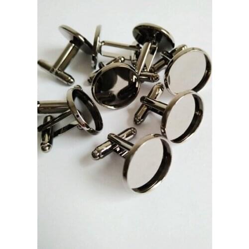Free shipping,18mm Gunmetal Black high quality cufflink base, cufflink blank, cufflink setting CFS148