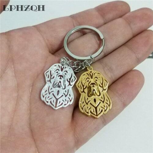 LPHZQH Fashion Dog Jewelry Key Chain Newfoundland Dog Cute Bag Charm Pendant For Women Men Girls Gift Keyring Jewelry