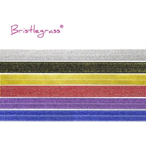 BRISTLEGRASS 5 Yard 5/8" 15mm Colorful Glitter Fold Over Elastic FOE Spandex Band Hair Tie Headband Tutu Dress Sewing Trim Craft