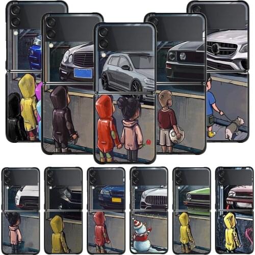 Phone Case For Samsung Galaxy Z Flip3 5G Hard PC Fundas For Samsung Z Flip 3 5G z flip Coque Boy Girl See Cool Sports Car Drift