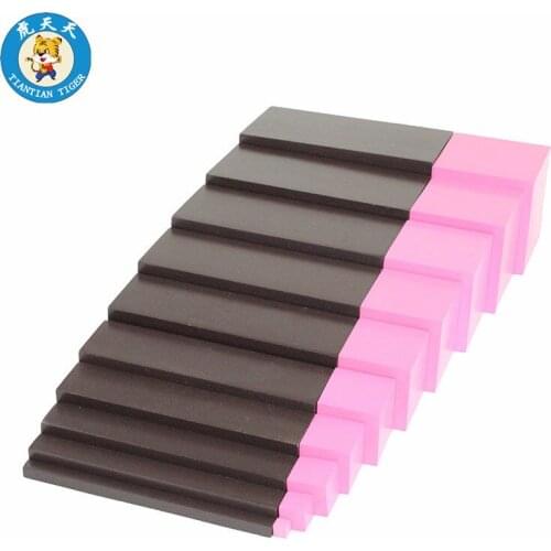 Montessori Baby Wooden Toys Early Educational Sensorial Toys Pink Tower And Brown Stairs Combination