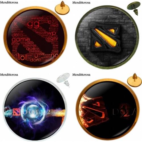 Dota 2 New Brand Jewelry With Glass Cabochon Statement Bronze/Silver/Golden Clip Ear Hook Stud Earring For Wedding