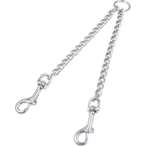 Stainless Steel Double-Head Dog Clip Leash Twin Lead Traction Belt for Small Medium and Large Dogs Training Walking