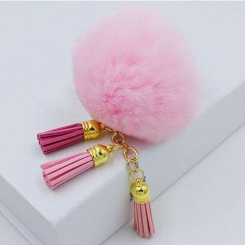 Tassels Pendant Trinket Artificial Fur Pompon all Keychain Pompom Fur Bag Keychains Cute Fluffy Faux Pendant Accessories