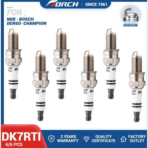 China Original TORCH Iridium Spark Plugs DK7RTI Alternative for NGK IKR7D Autolite XS4164 Champion RER8WYB Denso VXU22 Ignition