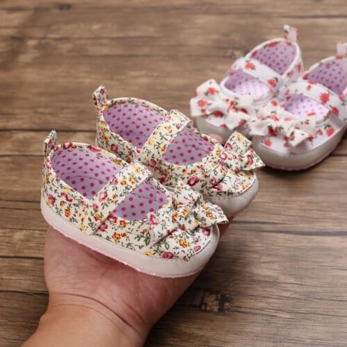 0-18M Infant Baby Girl Cute Flower Shoes Spring Summer Soft Sole Crib Toddler Canvas Sneaker Pink/White Dropshipping