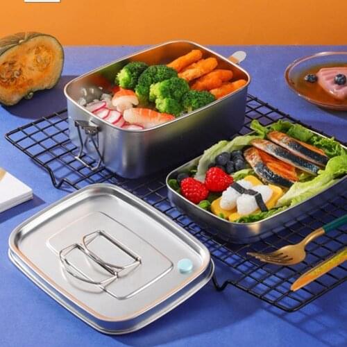 1100ML Stainless Steel Lunch Breakfast Box With Compartments For Office Kids School Picnic Storage Thermal Metal Box Stock