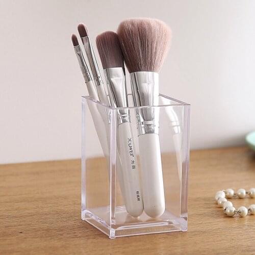 New Acrylic Makeup Organizer Lipstick Stand Makeup Brush Holder Case Eyebrow Pencil Holder Desktop Cosmetic Storage Box