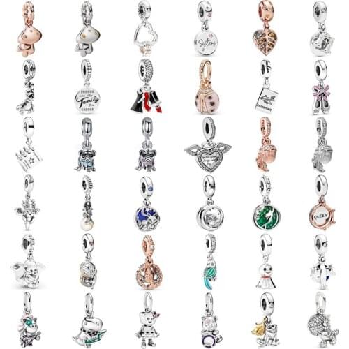 New Fashion Charm Original Mushroom Frog Puppy Airplane Telescope Pendant Fits Original Pandora Ladies Bracelet Jewelry Gift